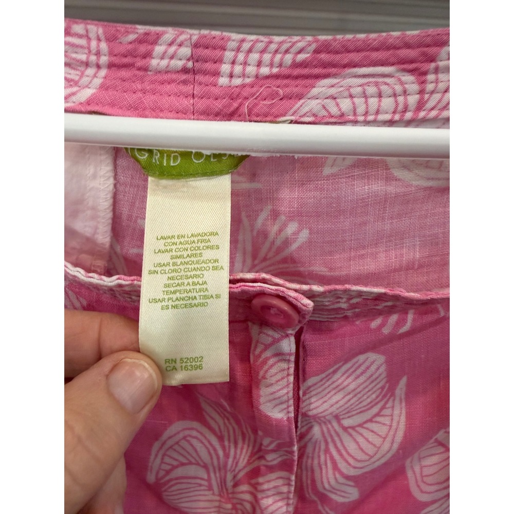 Sigrid Olsen Womens Pink 100% Linen 2 Piece Set Floral Pants Button Shirt M - Picture 15 of 15